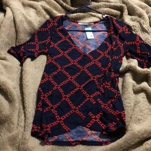 Never worn, Bethane faux wrap knit top